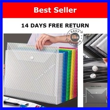 A4 Clear Plastic File Folders Snap Closure Document Organizer 10 Pack