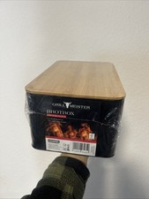 Grillmeister Brotbox Metall mit Bambusdeckel – 28x13x18 cm – Brotkasten Kesper –