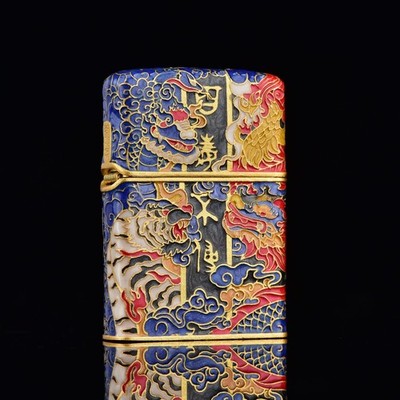 Original ZIPPO Luminous 3D Four Beasts Dragon Tiger Windproof Lighter