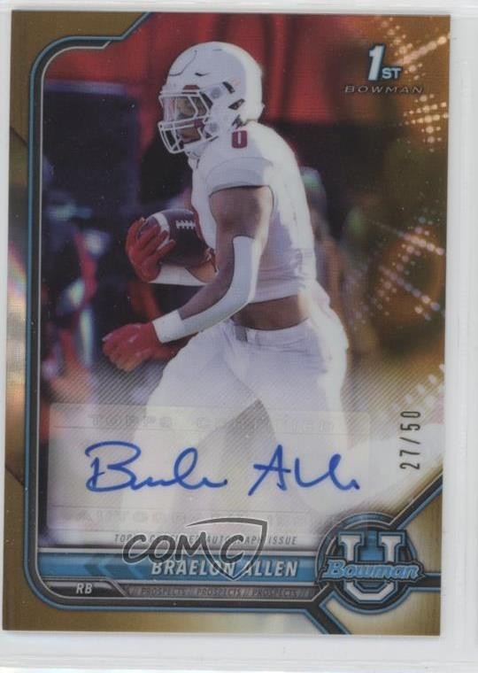 2021-22 Bowman U Chrome Prospect Gold Lava Refractor /50 Braelon Allen Auto