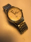 Vintage Timex Watch Men Indiglo 34mm Gold Silver Tone Date
