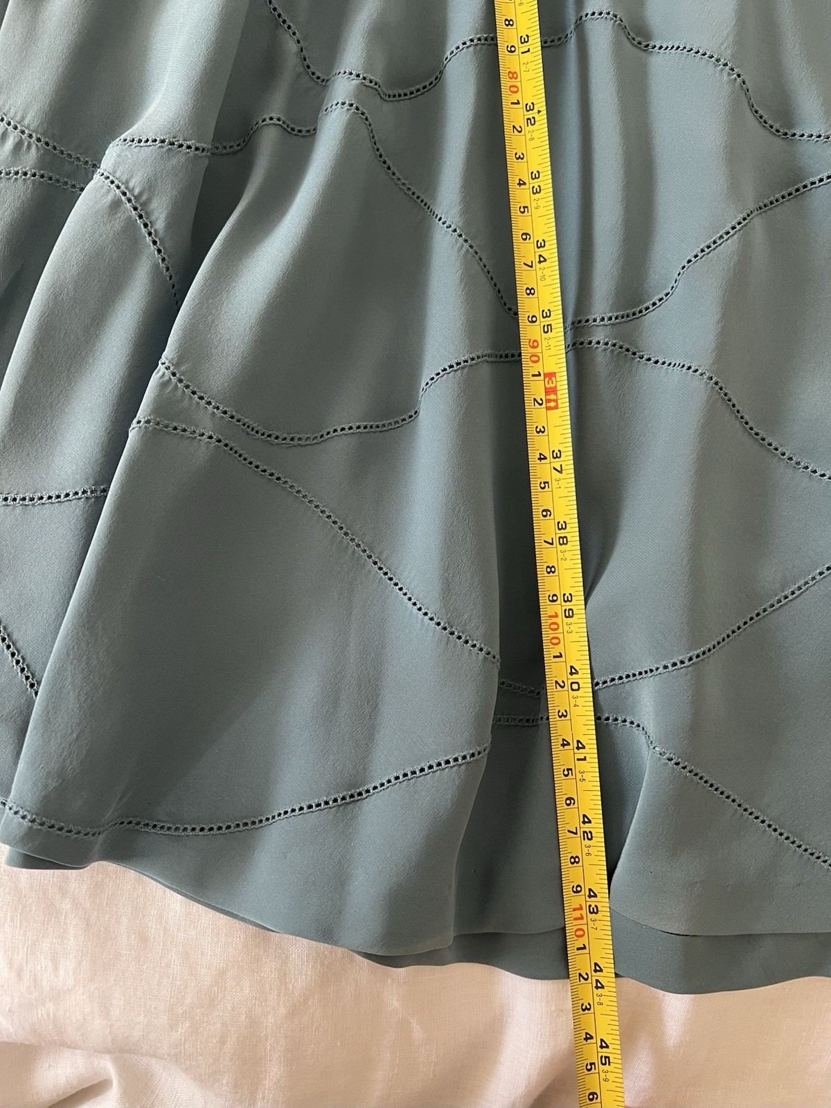 VTG ITALY GIULIETTA Modello 100% Silk Teal Blue Green Cocktail Dress Women’s 42