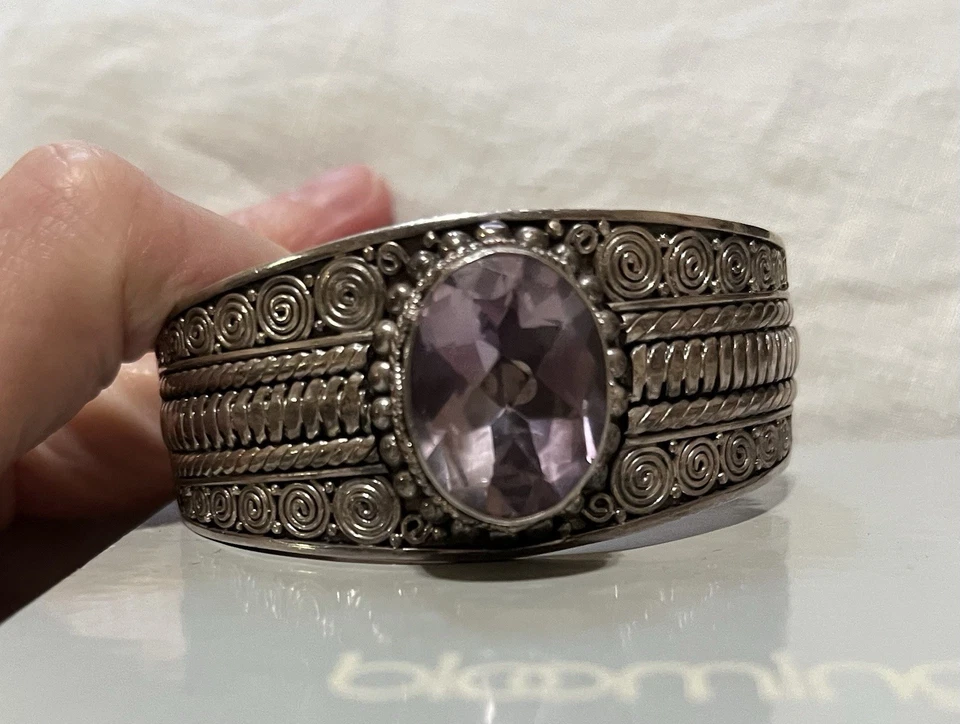 Brazalete Brazalete Vintage Ba Suarti Esterlina 915 Amatista Detalles Intrincados Atemporal Foto 2 de 4