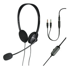 onn. 3.5 mm PC Stereo Headset with Built-in Microphone, Black