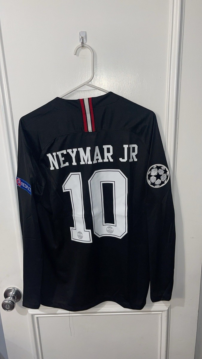 Neymar JR 10 PSG Black Jersey 2018-2019 Champions League Long