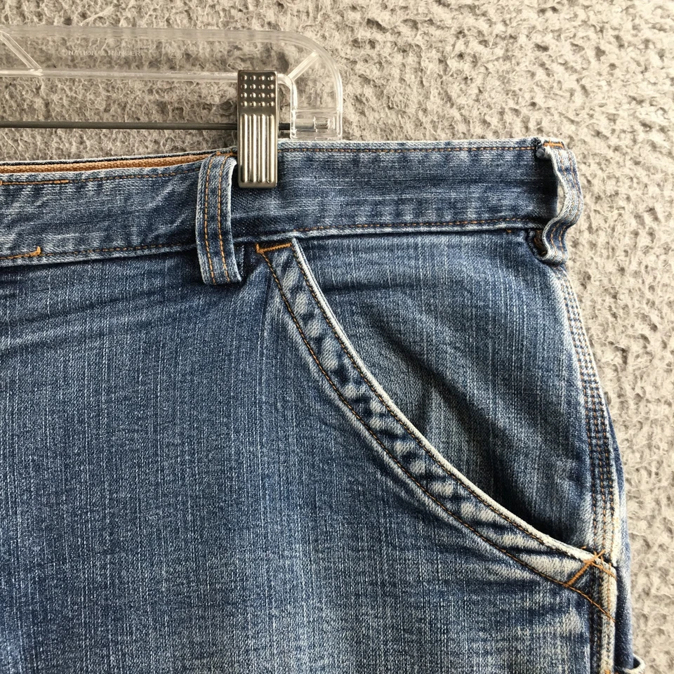 Pantalones de mezclilla de salón Duluth Trading Co flexibles para hombre 40x34 (42x31,5 reales) azul tiro alto Foto 4 de 4