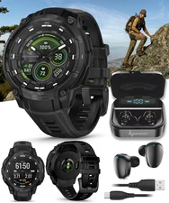 Garmin Instinct Crossover Tactical Edition GPS Smartwatch AMOLED w/ BLK EarBuds