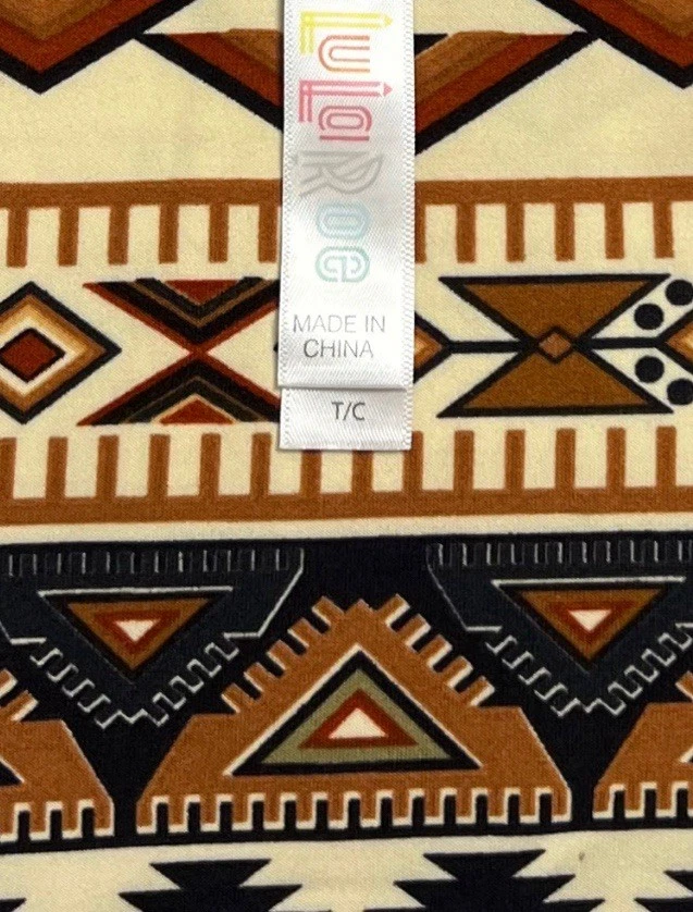 Leggings LuLaRoe TC Alto Curvilíneo MARRÓN Otoño Otoño Chevron AZTEC Suroeste Diamante Foto 4 de 4