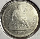 1860 Seated Liberty Dime Silver 10C Coin - VG Detail