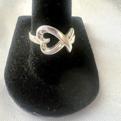 925 Sterlingsilber Abstraktes Herz Unendlichkeit Ring Größe 7,75'' Modernist Signiert MD