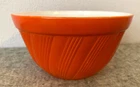 Vintage Hazel Atlas Platonite Milk Glass Fired-On Orange Swirl Bowl 1940s RARE
