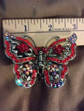 Silver Tone Hair Clip Rhinestones