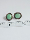 Sterling Silver Southwestern Aventurine Quartz Stud Earrings Bezel Set Scalloped — photo 6