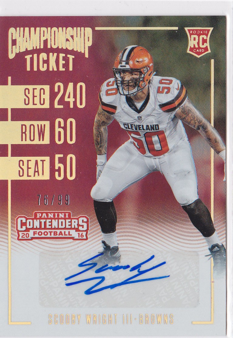 2016 Scooby Wright III Contenders Championship Ticket Auto RC /99 #207 (A7657)