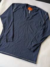 Wrangler FR Henley Shirt Mens Large L Navy Blue Flame Resistant Cotton 8.9 ATPV 