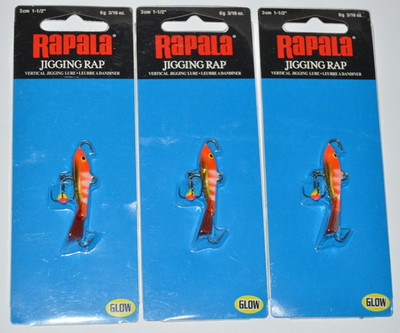 3 lures rapala jigging rap minnow wh3 gzfr 1.5'' Glow Zebra Fluorescent Red