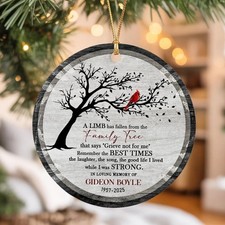 Christmas Ornament Memorial, Red Cardinal Memorial Ornament A Limb Has Fallen...