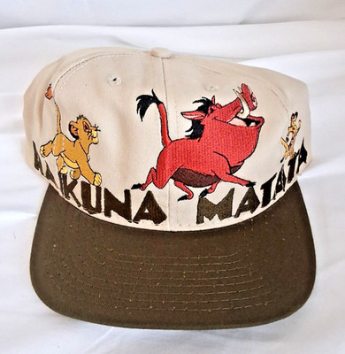 Vintage Lion King Hakuna Matata Snapback Hat Disney Pumbaa Simba No Worries Cap