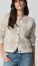 NWT J.Crew Factory Pale Toasted Argyle Cardigan Sweater CP337 SzS