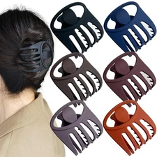 6 PCS 3Inch Curved Flat Hair Clips, French Concord Flat Hair Claw Matte Finis...