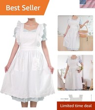 Vintage Aprons for Women with Pockets Cute Lace Ruffle Adjustable Apron for C...