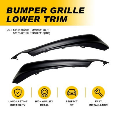 For 2021-2023 Toyota Camry SE XSE Bumper Grille Lower Trim Glossy Moldings Black