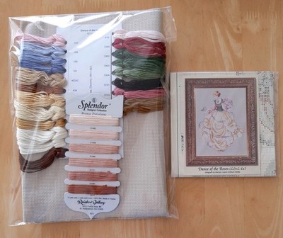 LAVENDEL & SPITZENTANZ DER ROSEN KREUZSTICH SET MIT REGENBOGEN GALERIE FÄDEN