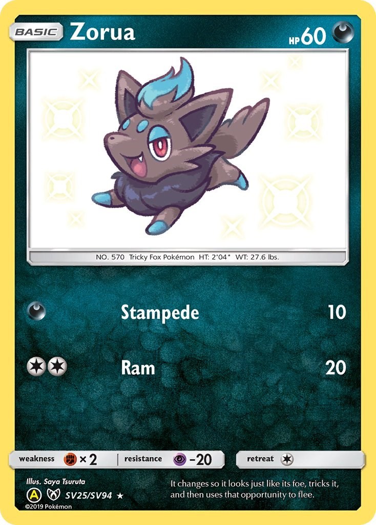 Zorua Hidden Fates: Shiny Vault LP SV25/SV94 Holofoil