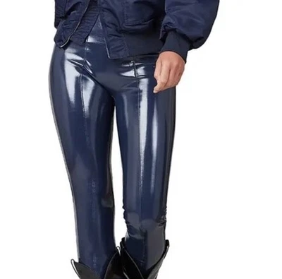 Spanx Women’s XS Sleek High Waist Faux Leather Patent Leggings Navy Blue New - Image 1 of 4