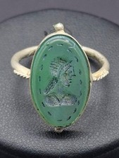 Antiguo anillo de piedra de ágata de plata maciza intaglio hermoso