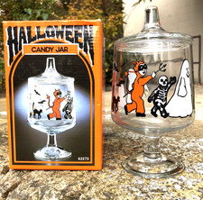 Vintage 1986 Halloween Candy Jar Glass Action Industries