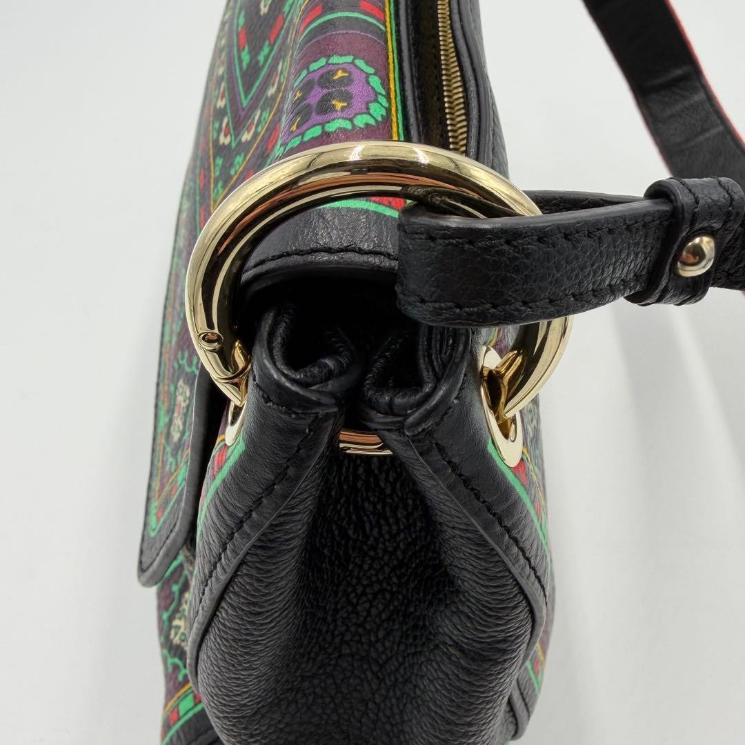 Etro 2-Way Shoulder Bag Geometric Pattern Canvas Used Authentic — image 10