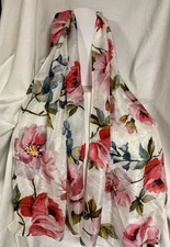 Floral Silk Scarf, Made by Punctuate, 20 1/2" By 80"