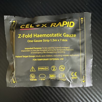 Celox Rapid Gaze Z Fold Ablauf 2030 Hämostatische Gaze Blutung IFAK Trauma