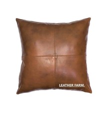 Thick Genuine Leather Pillow Cover TAN Decorative for Couch Throw Pillow Case...