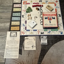 VTG Monopoly Game Parker Brothers 1935/1944 Patent Complete Set W/wood Pieces