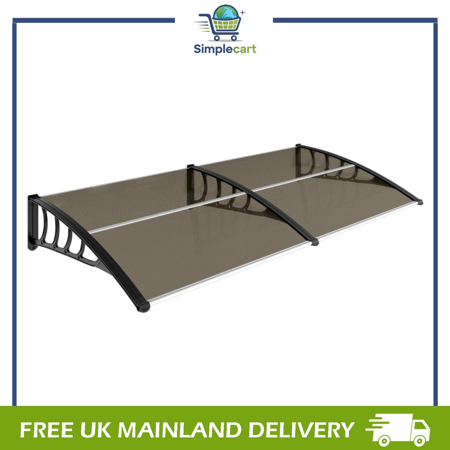 Door Canopy Outdoor Awning Rain Shelter for Window Porch, Brown