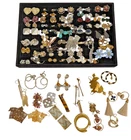 Large High-Quality Vintage Jewelry Earring Lot Rhinestone Gold Silver Costume
