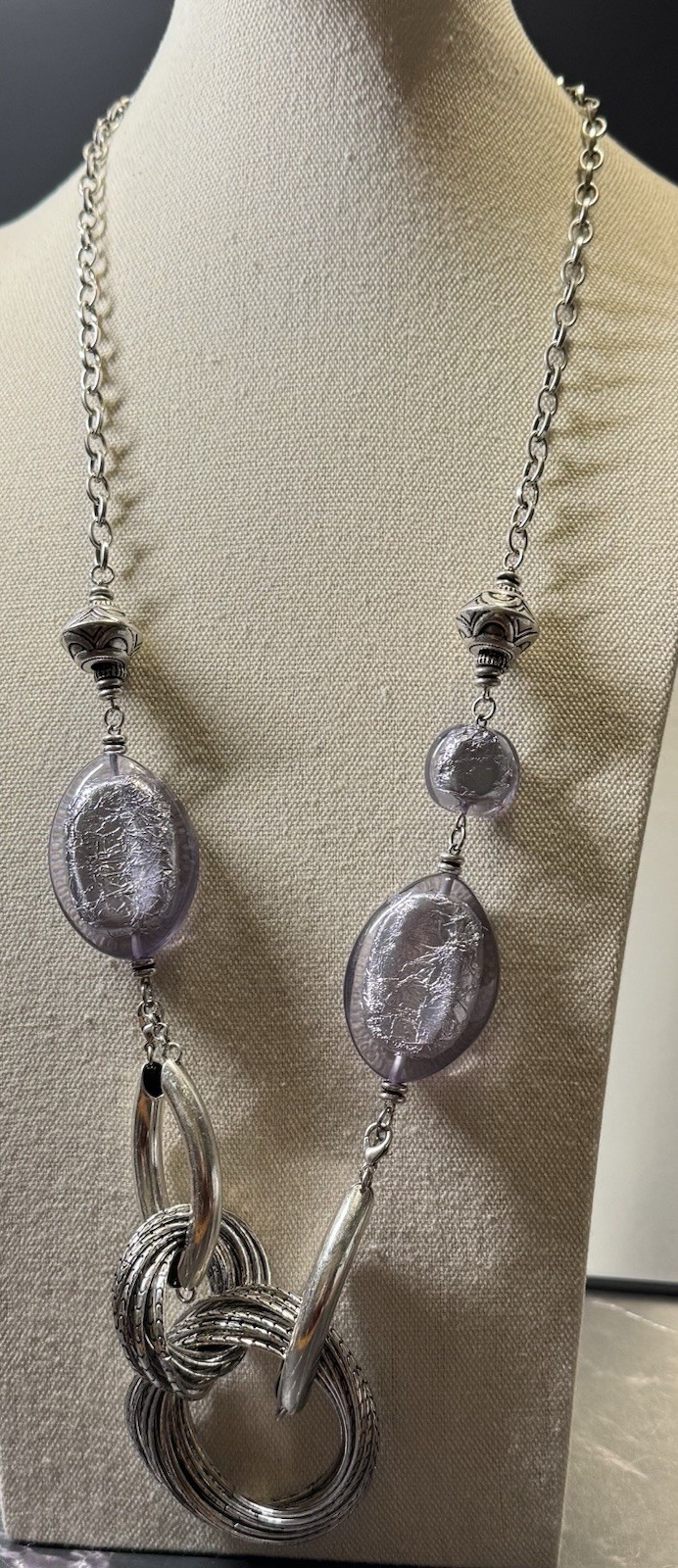 Vintage Premier Designs Statement Silvertone Dang… - image 9