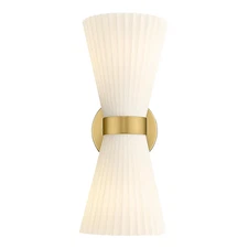 JAZAVA 5.9" 2-Light Brushed Gold Wall Sconce with Frosted Milk White Glass Shade