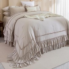 Oversized California King Ruffled Oversized California King Plus 128x120 Taupe