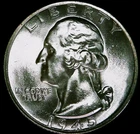 1945-S Washington Quarter - BU / MS / Unc - 90% Silver - Free Shipping!