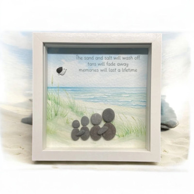 Pebble Art Beach Memories Handcrafted Picture - Sea Glass Art (S-101)