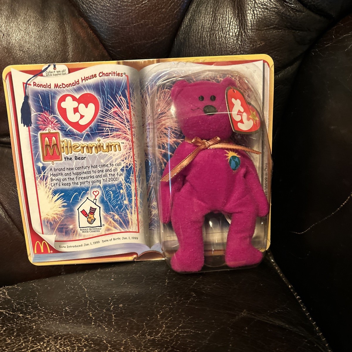 TY Millennium The Bear Teenie Beanie Baby McDonalds Rare -ty Bear