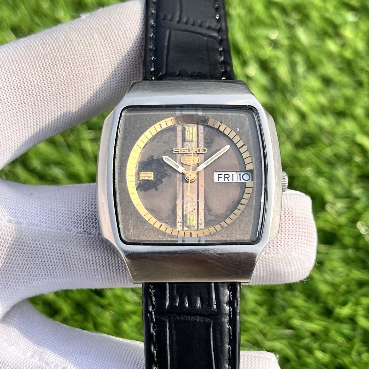 Vintage Seiko 5 Brown Patina Dial Automatic Japan Made Men Watch