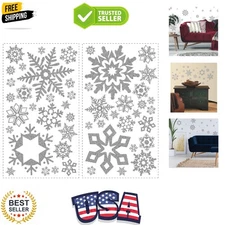 Peel and Stick Sparkly Snowflake Wall Decals - 47 Irregular Shapes, Easy Decor