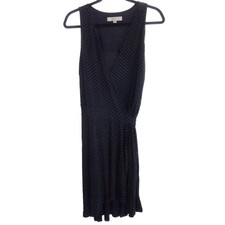LOFT Wrap Dot Print Dress - Medium Black Beige Polka Dot Flattering Dress M