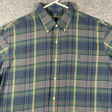 Ralph Lauren Shirt Mens XL Green Blue Plaid Button Down Pony Logo Long Sleeve