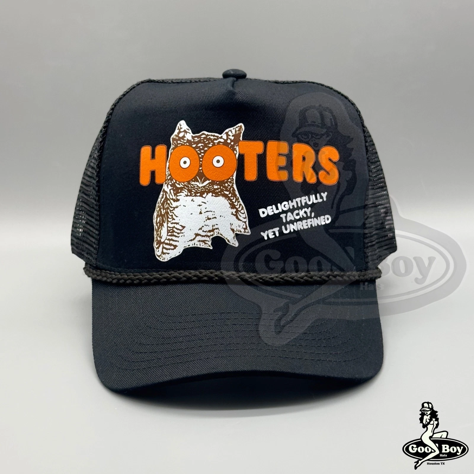 Hooters Hat Vintage Retro Black Trucker Rope Snapback Cap 80s 90s Party