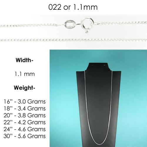 Sterling Silver BOX Chain Necklace 1.1mm 022 Stamped 925 Italy - Picture 5 of 9